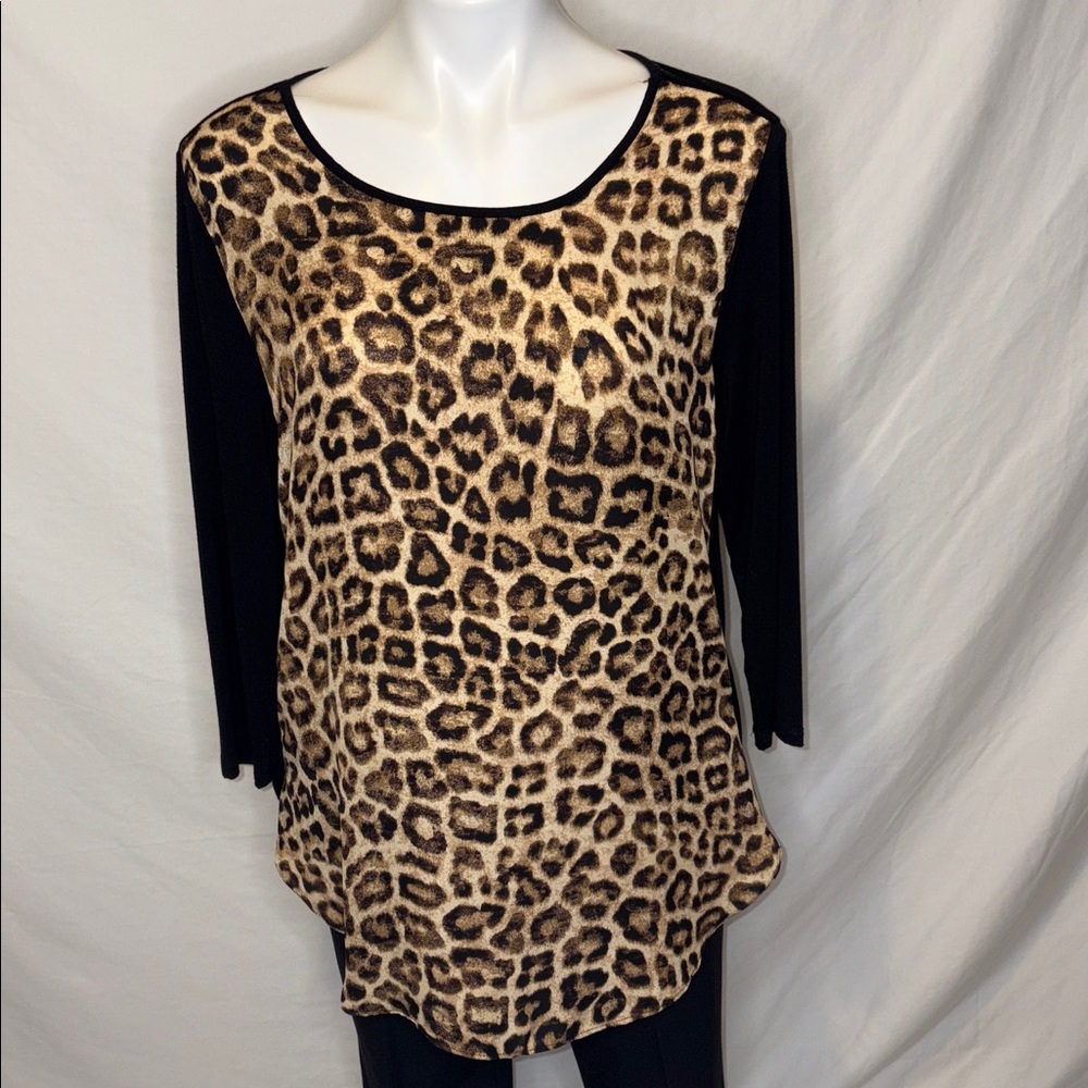Chico's Animal Print Blouse with Black Accents